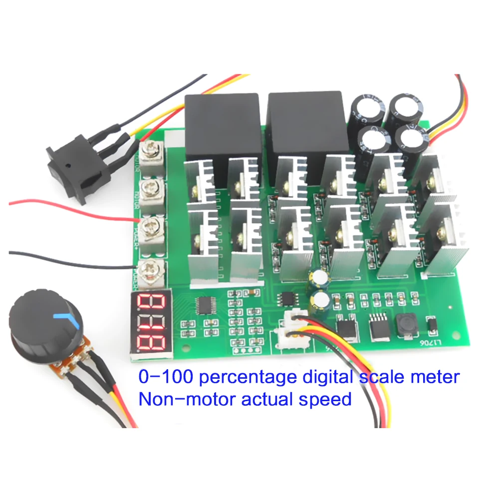 60A 10-55V Digital Display PWM Speed Controller Module Forward Reversal 0~100% Adjustable DC Motor