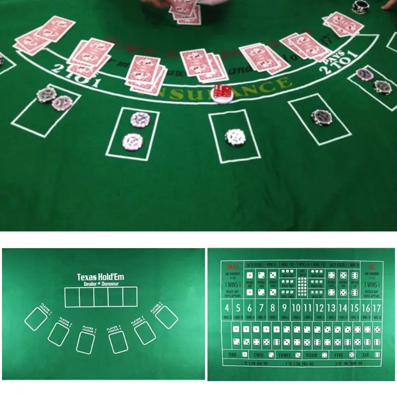 OOTDTY 90x60cm TX Hold'em Tablecloth Flannel 21 Points Dice Table Mat Casino Family Party Poker Game Entertainment Toys 3