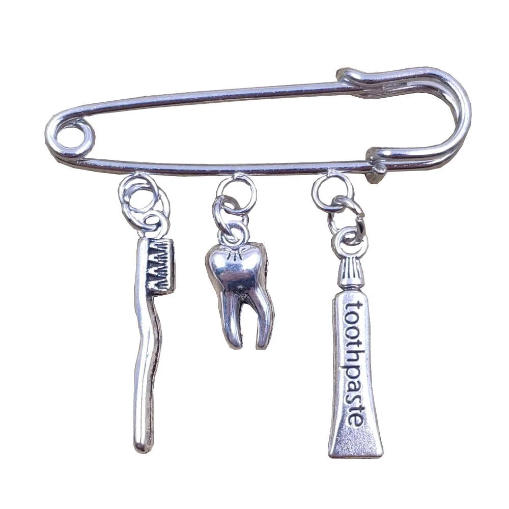 Broche de dentífrico Chapado en plata para hombre y mujer, cepillo de dientes de estilo antiguo, regalo de cumpleaños, 2x0006, gran oferta