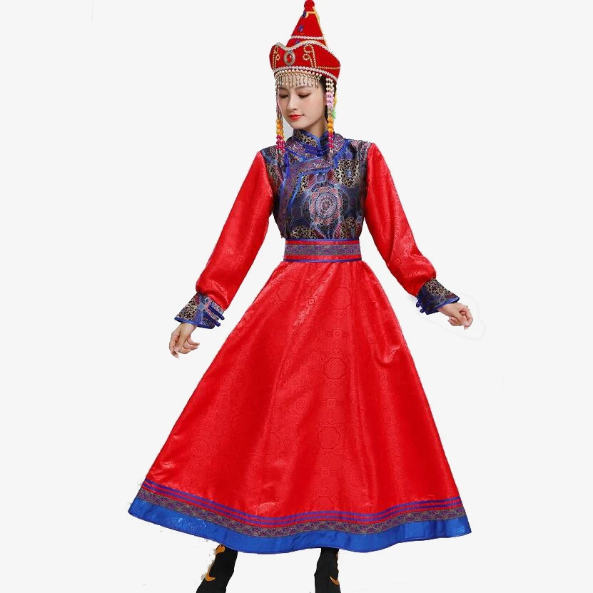 Vintage Robe festival Stage wear Mongolian tibet style gown for women princess Cosplay Costume asia ethnic clothing