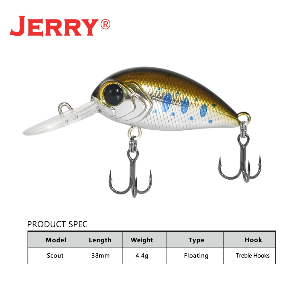 Jerry Scout Ultralight Floating Wobbler Deep Diving Artificial Bait 38mm Crackbait Bass Pike Perch Fishing