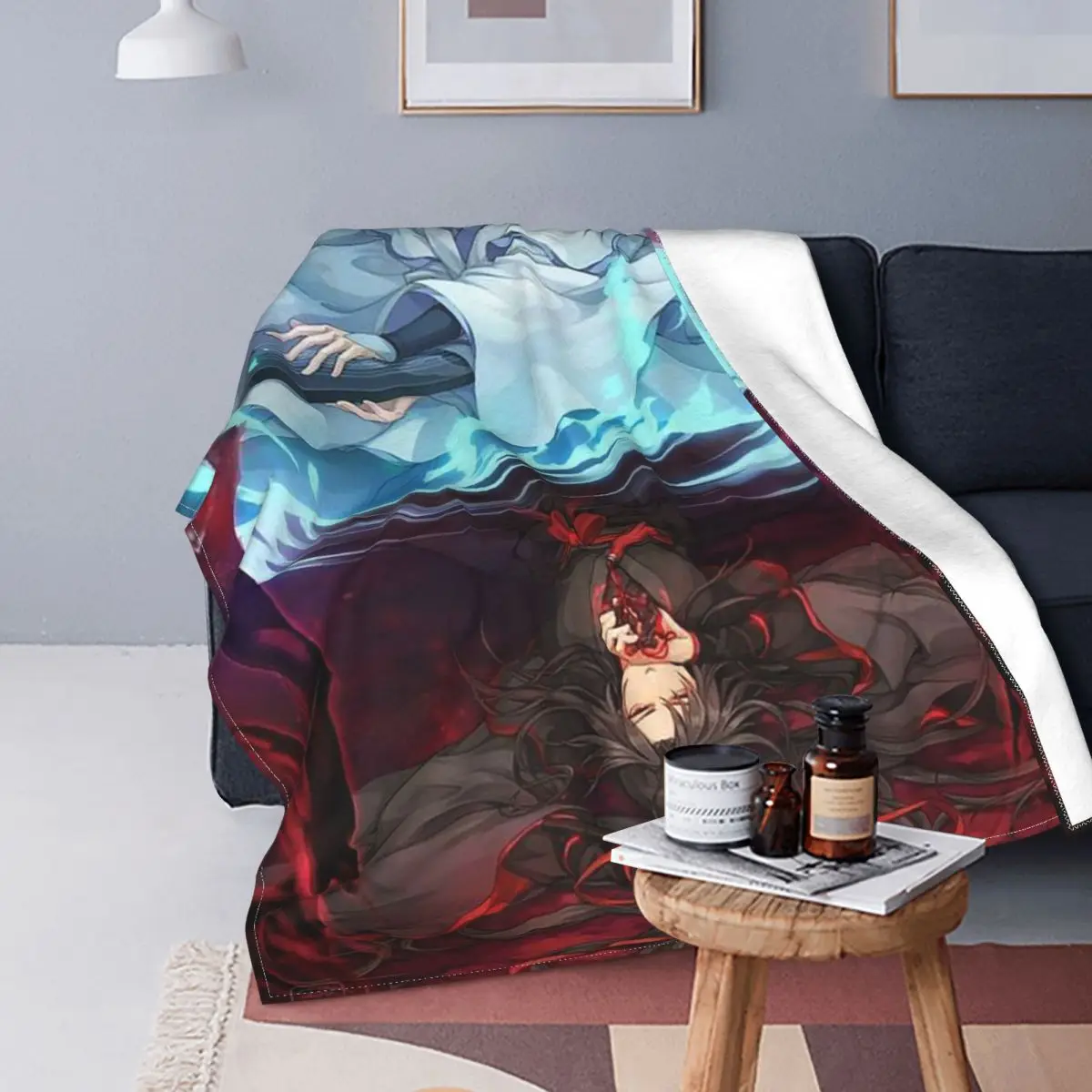 Anime Mo Dao Zu Shi The Untamed Blanket Lan Zhan Wei Wuxian Soft Throw Blanket for Travel Bedroom Quilt