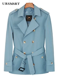 Gabardina corta para hombre, chaqueta juvenil de doble botonadura, abrigo fino a la moda, azul cielo, japonés me rompevientos, primavera y otoño, 2021