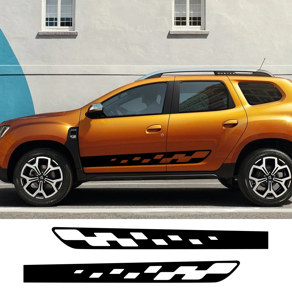 2pcs For Renault Dacia Duster Tuning Car Styling Side Stripes Sticker DIY Auto Vinyl Film Sport Graphics Decals Car Accessories