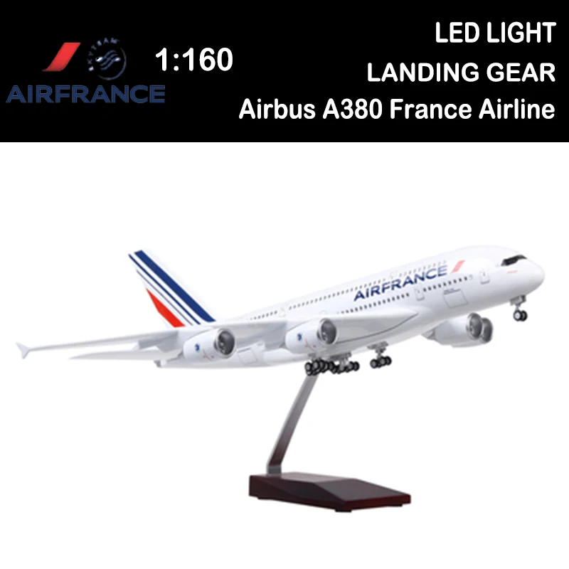 

1/160 50CM Airplane 380 A380 France Airline Model Light Diecast Plane Collection Boys Toys Display Airliner Kids Gift