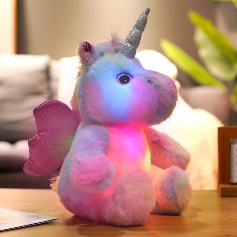 

25CM Cute Glowing LED Light Unicorn Plush Toys Luminous Sitting Unicorn Animal Pillow Stuffed Doll Kids Kawaii Christmas Gifts