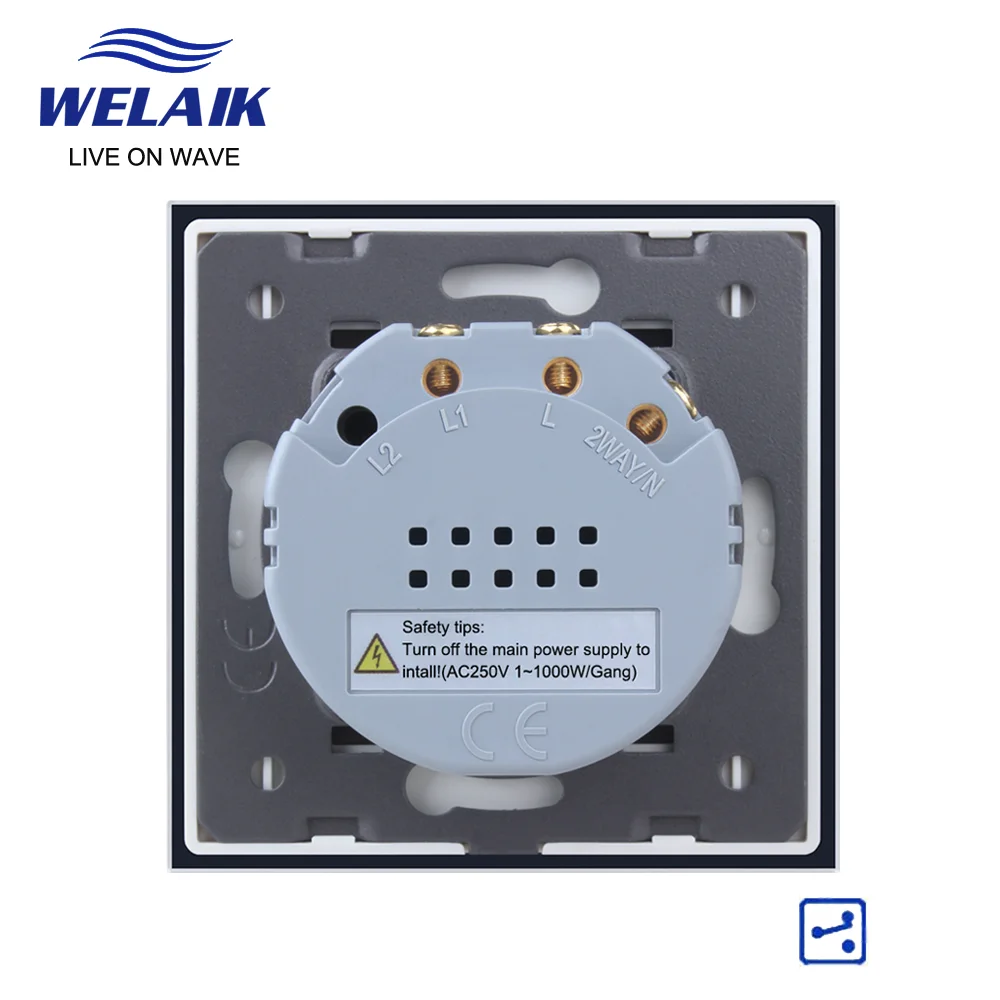 WELAIK EU Stairs Cross Wall Touch Switch 1Gang 2Way 3Way Through Wall Switch Intermediate Aisle Switch Glass Panel Light Switch