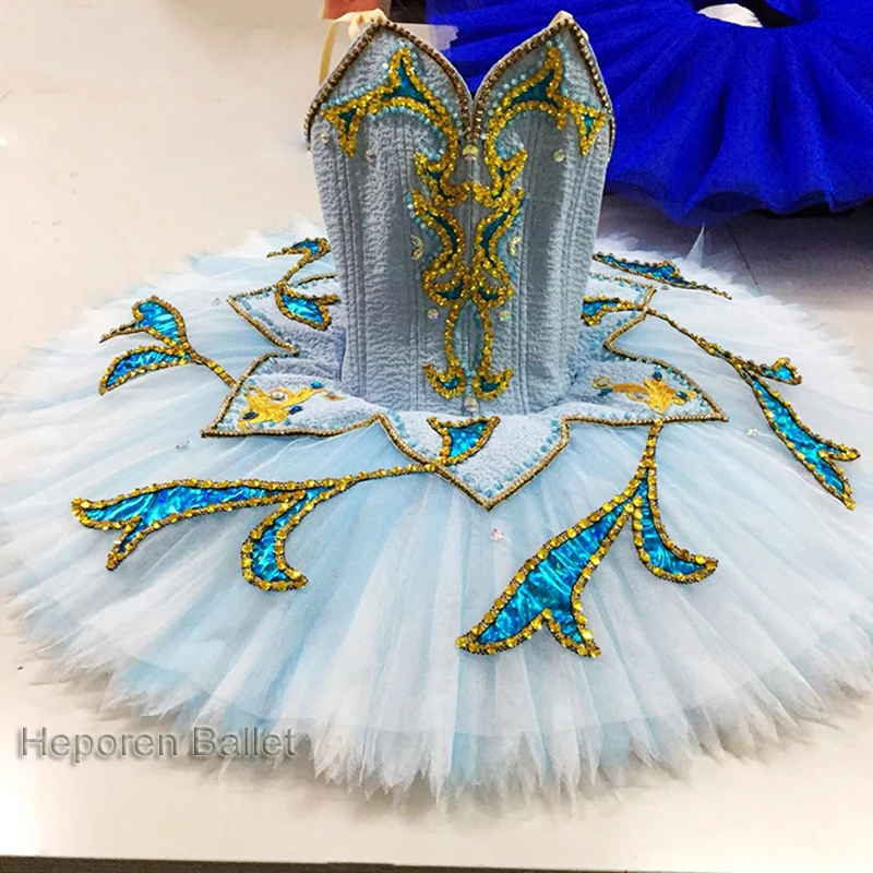 Custom Female Sleeping Beauty Blue Bird Ballet Tutu, Adult And Children's Sequined Pancake Dress