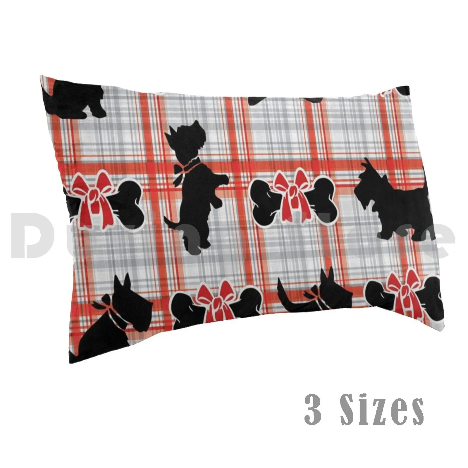 Scottie Dog | White | Red | Plaid | Pattern Pillow Case 20*30 Inch Pattern Seamless Tartan Dog Textile