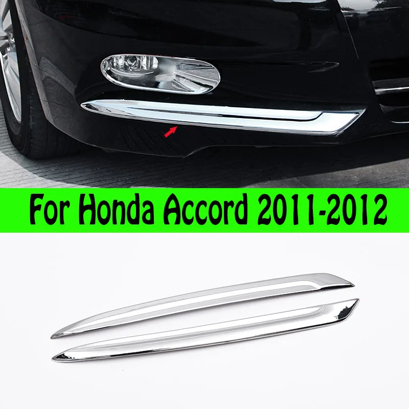 For Honda Accord 2011 2012 2013 ABS Chrome Front Bumper Fog Light Eyelid Eyebrow Trim Strips