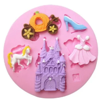 Princess Dress Carriage Castle Silicone Mold Chocolate Fondant Mould DIY Clay Soap Model Cake Decorating Tool Baking Accessories