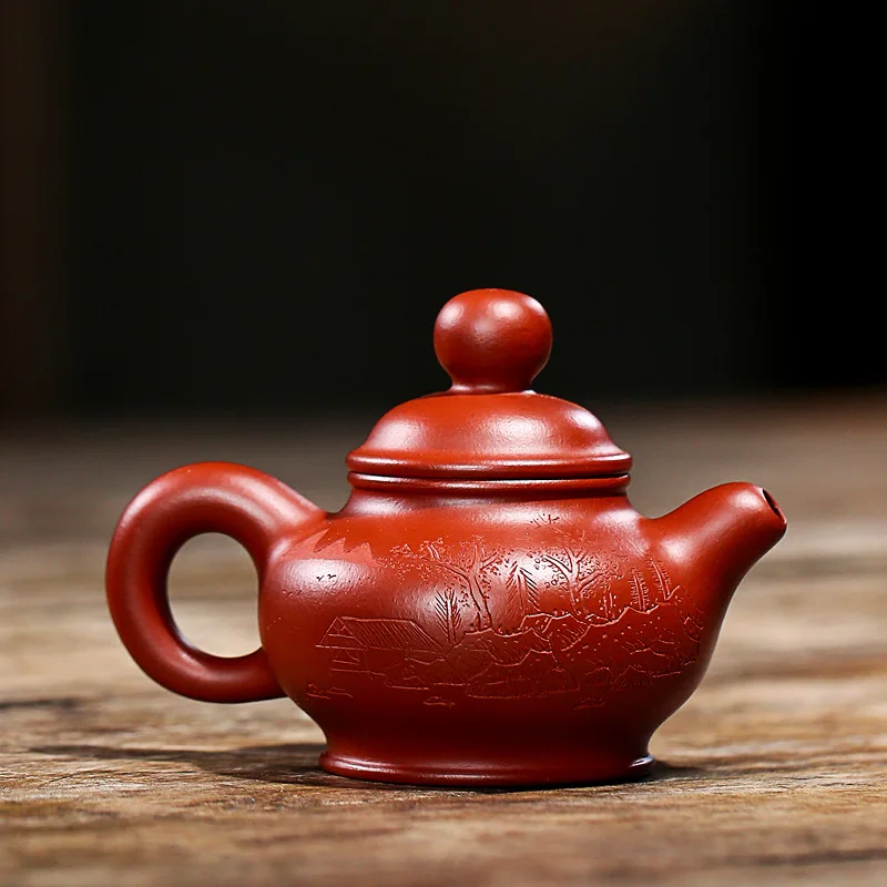 clay teapot pure handmade raw material Dahongpao sketch 100C squirrel teapot household Teapot Tea Set Liu Shuming