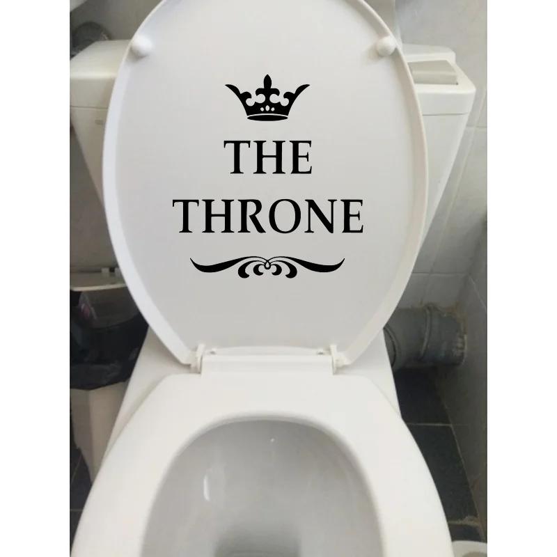 Waterproof Toilet  THE THRONE Crown Wall Stickers Bathroom Washroom Decoration Wall Decals Removable Poster Vinyl Art Wallpaper