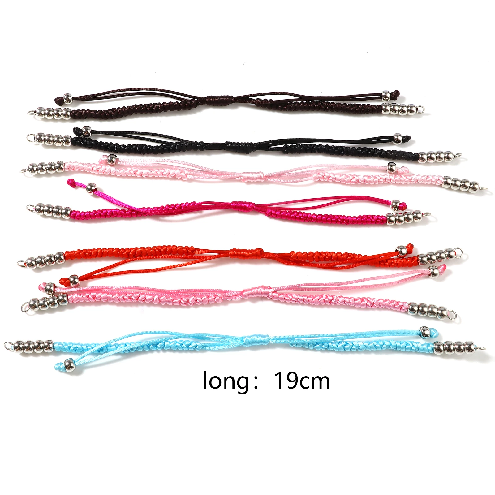 5PCs Polyester Braided Bracelets Accessories Adjustable with Metal Beads Rope Bracelet For Jewelry Making Diy Craft 19cm(7 4/8