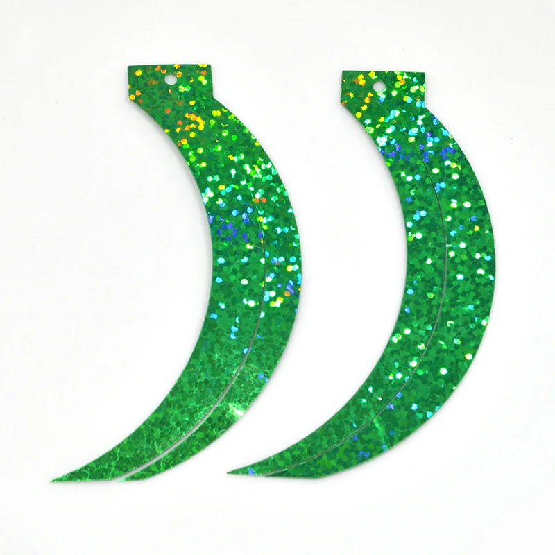 100pcs size 85*17mm sickle cat tail shape loose laser sequins Paillettes sewing Wedding craft Garments decoration