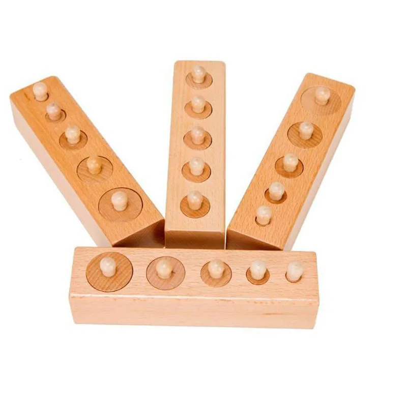 Cylindrical socket educational toy wooden Montessori building blocks toys for children baby development exercises logic memory