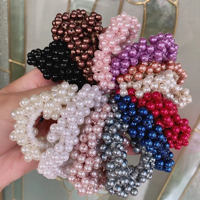 

Fashion Imitation Pearl Hair Accessories Women Hair Scrunchies Girls Elastic Hair Bands Hair Ties Elegant Hair Gum Party Gift