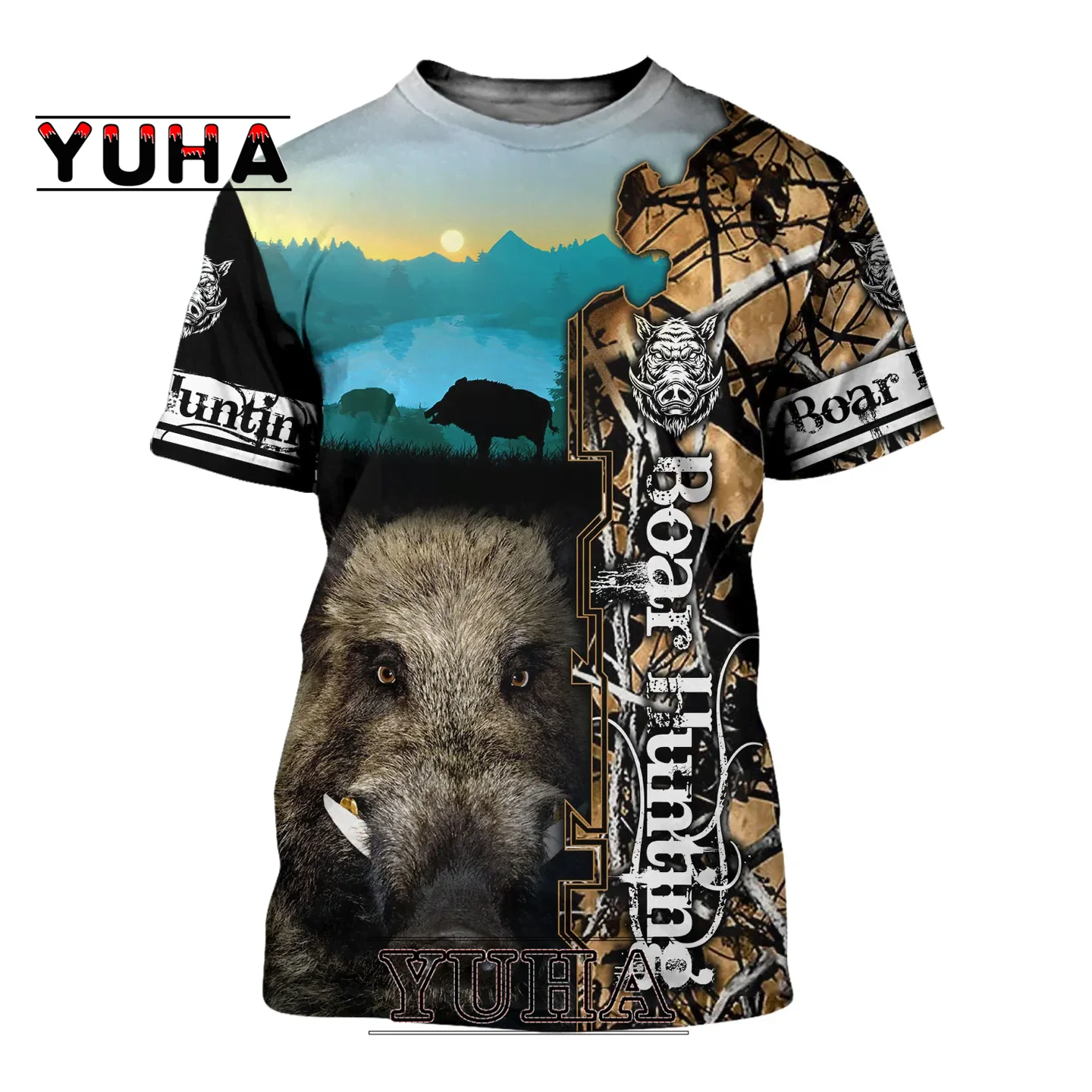 Summer Hipster Men t-shirt Beautiful Boar/Beer Hunting 3D Printed Harajuku Short sleeve T shirt Unisex Casual tops