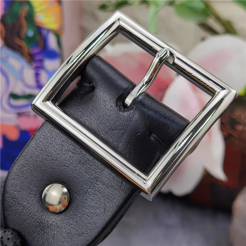 Stainless Steel Belt Buckle Mens Belts Luxury Thick Genuine Leather Belts For Men Ceinture Leather Belt Man Male Belts SBT0018