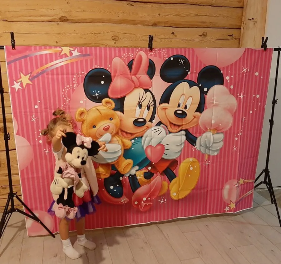 Disney Mickey Minnie Mouse Photography Backgrounds Cloth Photo Shootings Backdrops For Kids Birthday Party Baby Shower Backdrops