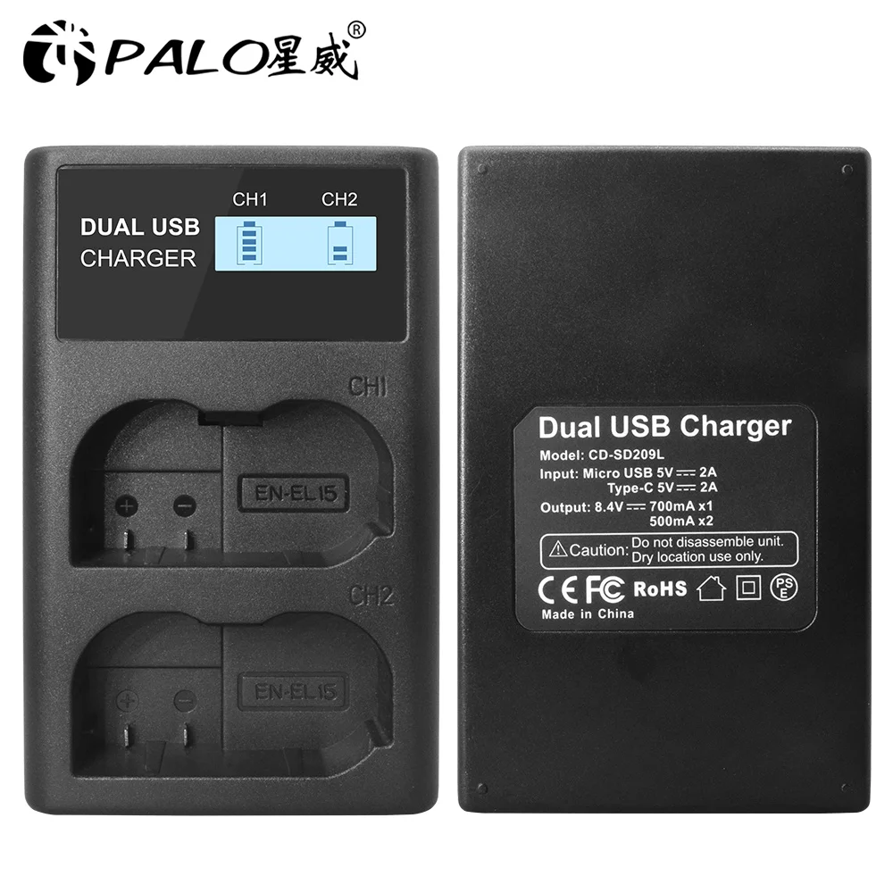 لنيكون EN-EL15 ENEL15 en-el15a EN EL15 LCD شاحن يو اس بي لنيكون كاميرا D500 D750 D7100 D7000 MH-25 MB-D15