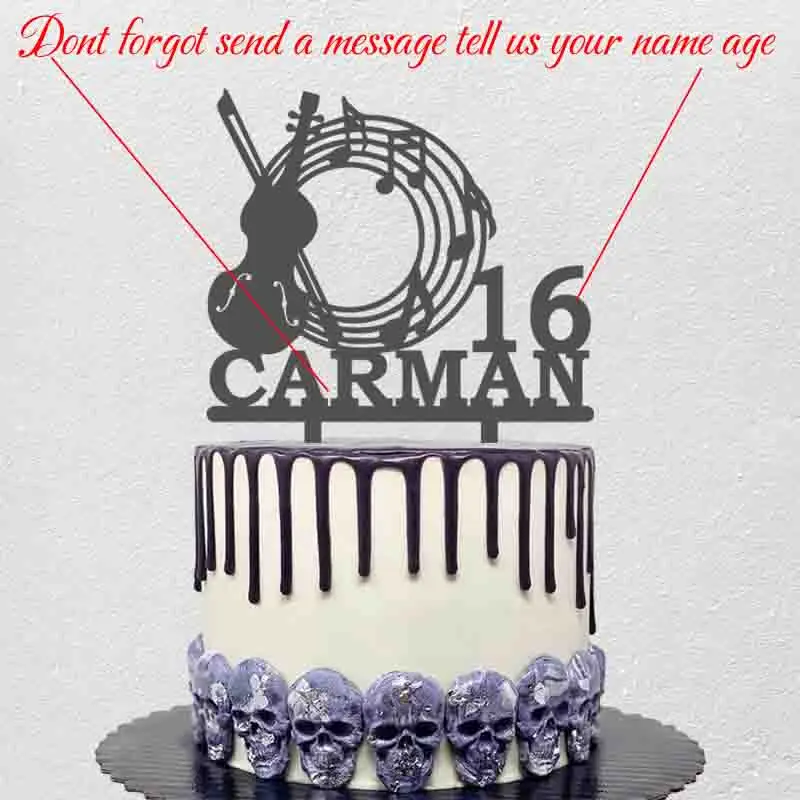 Personalized Violin Cake Topper Music Topper Custom Name Age Musician Birthday Party Cake Decoration Musical Topper