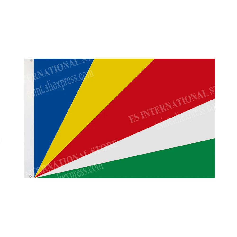 Seychelles Flag National Graphic Custom Printed Hanging Banner Design Outdoor Sport Polyester Shaft Cover Grommet 3X5FT 90X150CM