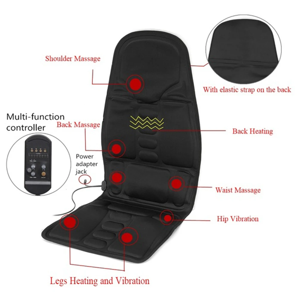 Multifunctional Pad Back Massager Car Chair Body Massage Heat Mat Seat Cover Cushion Neck Pain Lumbar Support