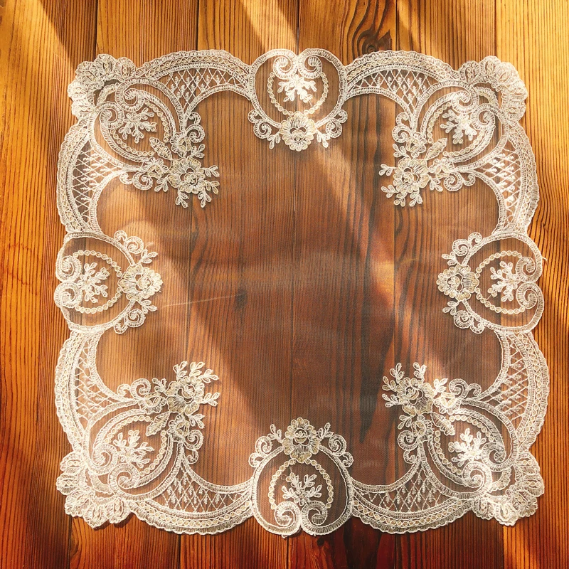 European Classical Lace Embroidered Square Tablecloth Set Bedroom Living Room Balcony Round Table Cover Cloth Decoration Tapete