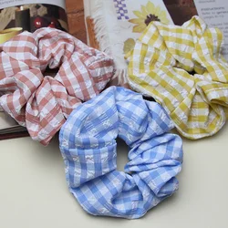 2021 PC Vintage Scrunchie Stretch Headband Dot Plaid Scrunchies Women Elastic Hair Bands Girls Hair Ties Cotton Hair Accessories