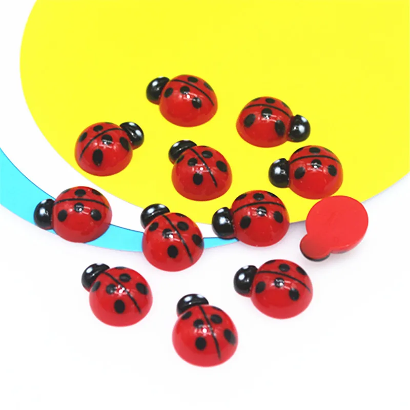 100pcs Kawaii Animal Red Ladybird Resin Flatback Cabochon DIY Decorative Craft Scrapbooking Accessories,15*20mm