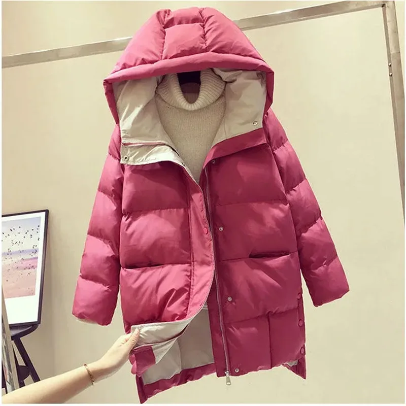 2022 Winter Women Jacket Long Hooded Cotton Padded Female Coat High Quality Warm Outwear Womens Parka Manteau Femme Hiver P787