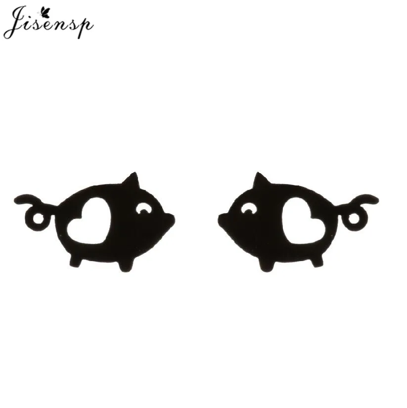 Korea Cute Small Pig Earrings Female Brincos Boho Piglet Heart Stud Earring for Baby Girls Pet Lovers Stainless Steel Jewelry