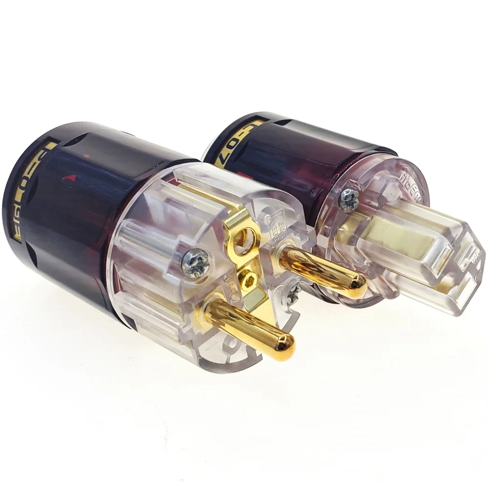 hifi Oyaide C-079 P-079 Schuko Europe EU Power Plug 24k Gold Plated IEC Audio Connector Female-Male audio Transparent