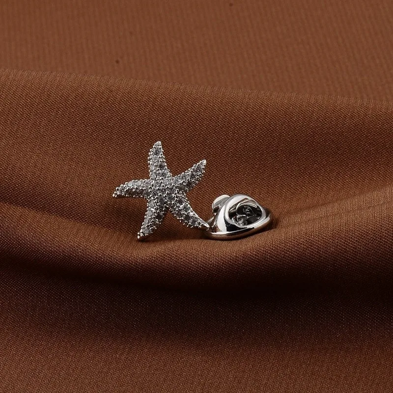 New Mini Starfish Brooch Women Suit Fashion Jewelry Versatile Anti-Exposure Buckle Cute Animal Collar Pins Clothing Accessories