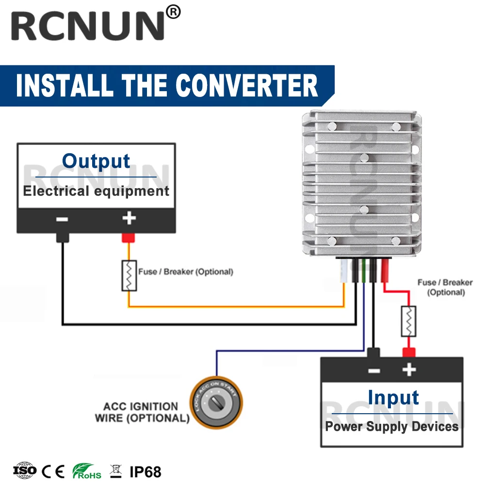 RCNUN 12V to 19V 24V 28V 36V 48V 1A 3A 5A 8A 10A 15A 20A DC-DC Step Up Voltage Converter Regulator Booster Power Module for Cars