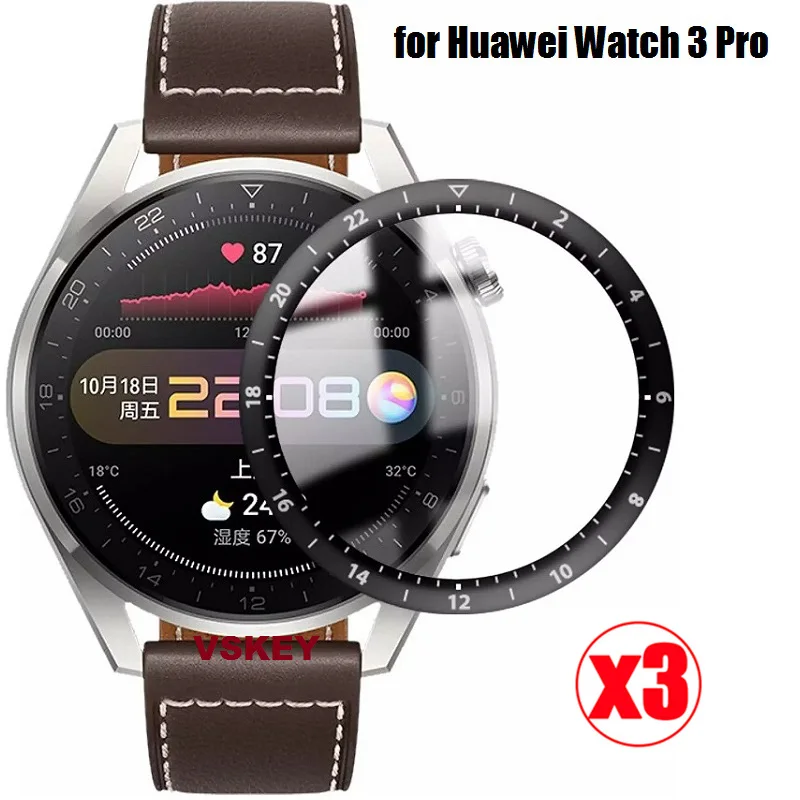 3Pcs Full Curved Screen Protector For Huawei Watch 3 Pro Huawei Watch 3 Protective Film Cover Smartwatch Accessories (Not Glass)