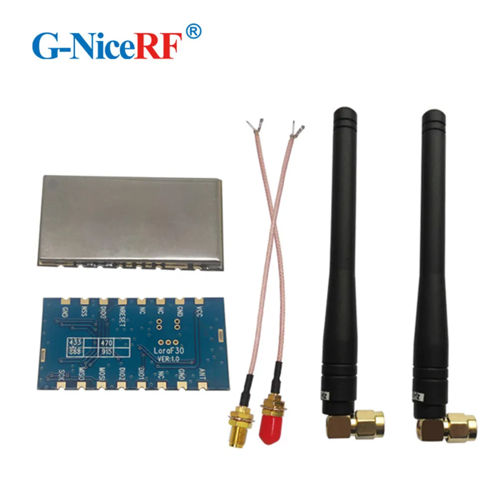 

2PCS Lora1276F30 500mW High Sensitivity (-120 dBm) 915MHz Wireless RF Module +2PCS Rubber Antennas