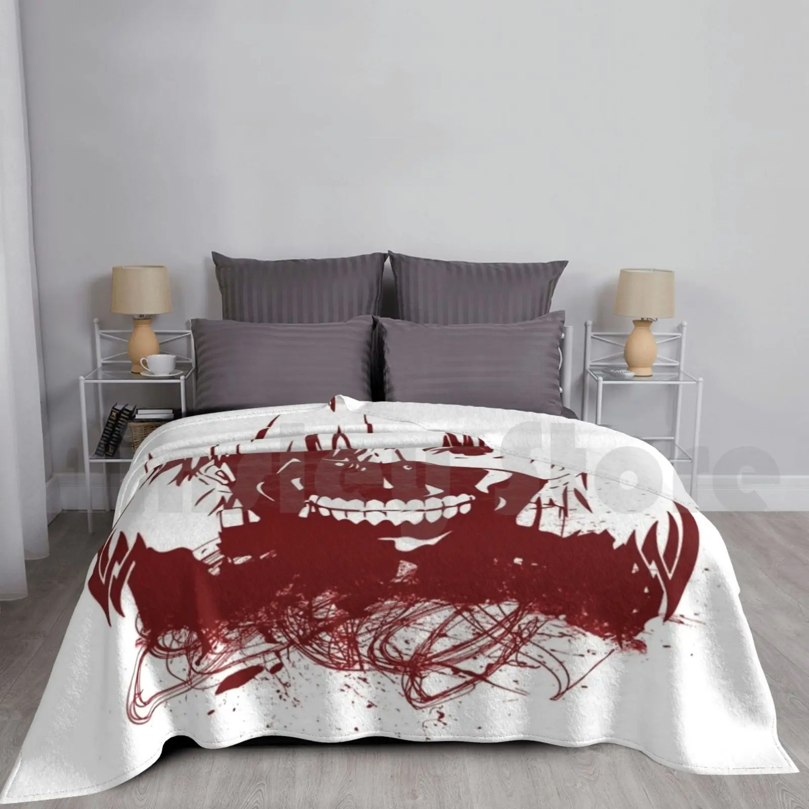 

Кровавое одеяло для дивана-кровати, путешествий, Кен Канеки, аниме, манга, кроваво-красный логотип, логотип