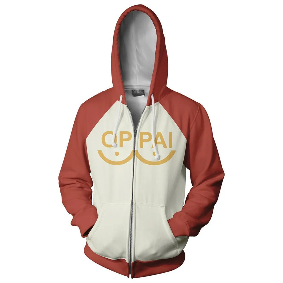 NEW Anime Saitama Oppai Hoodie Hooded Sweatshirt Hoodie Cosplay Costume Fleece Fashion Harajuku Jacket and Coat Brand Clothes