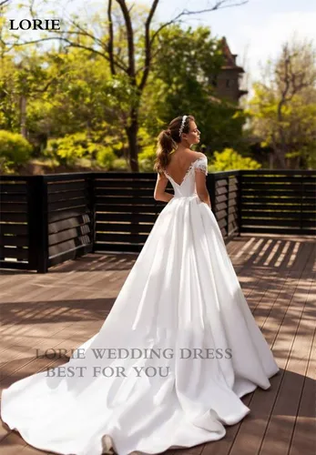 Imagen 2 del producto LORIE vestido de novia de princesa, traje de novia con apliques de encaje con cuentas, ilusión trasera, tren largo