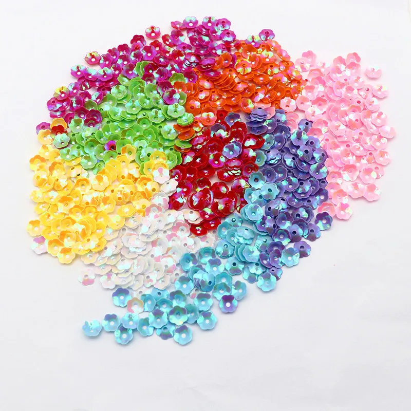 1200 Pieces/pack of Mixed Flower Shape PVC Bulk Sequins 6mm Glitter Confetti Nail Art Decoration Sequins DIY Sewing Accessories