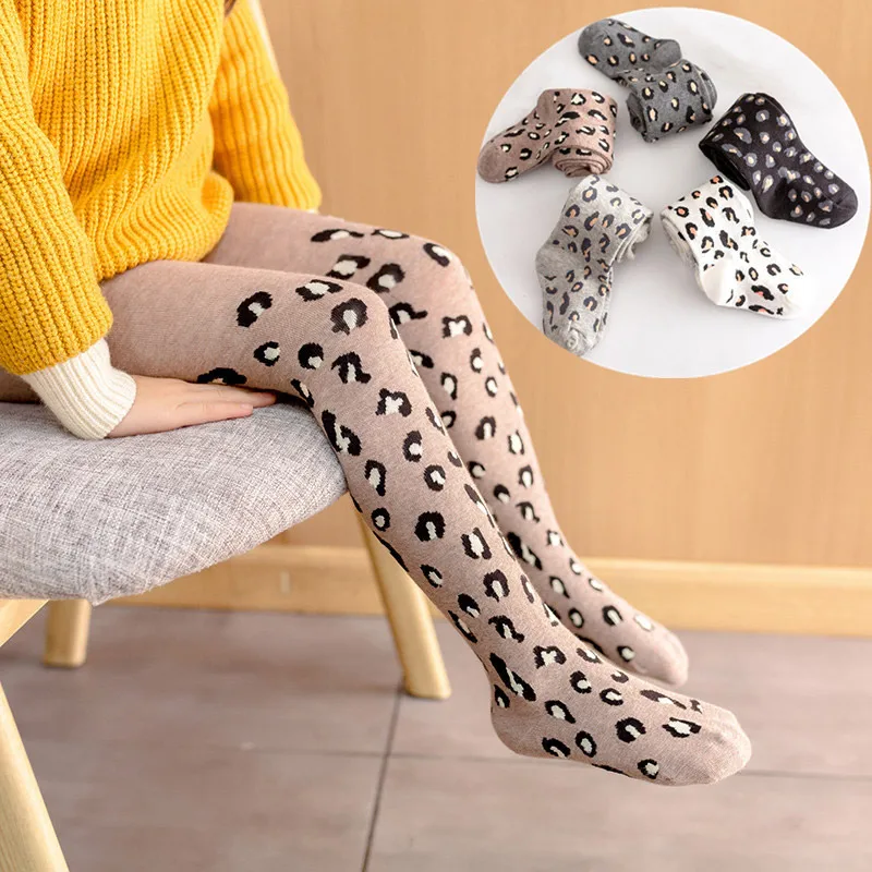 Leopard Print kids Tights For Girls 2024 New Autumn Winter Children Pantyhose Cotton Girls Stockings Toddler Tights Baby 3-12