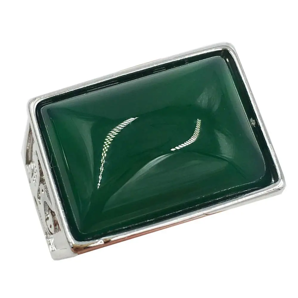 Fashion 1pcs Green Carnelian Oblong Women Men Ring 7~12