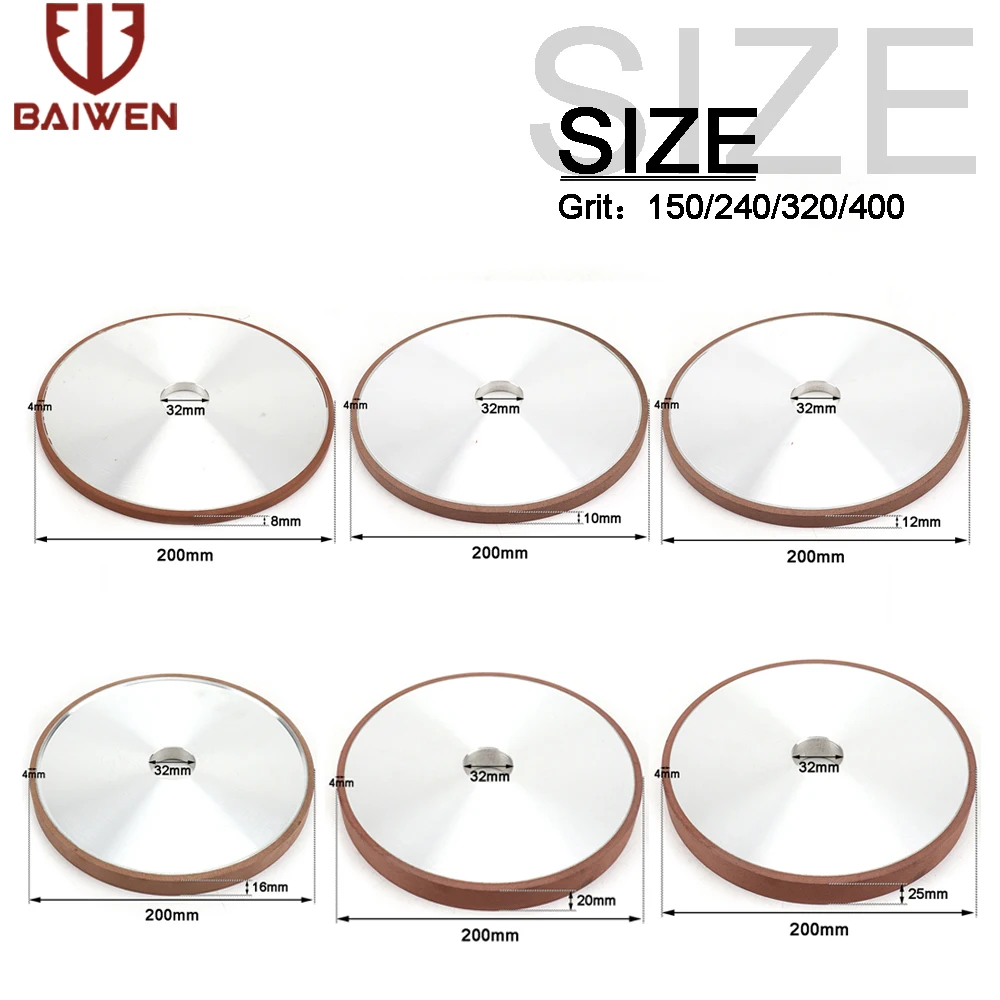 Roue de meulage diamant parallèle, 150mm/200mm, 1 pièce, outil abrasif circulaire en acier au tungstène, accessoires d'outils électriques