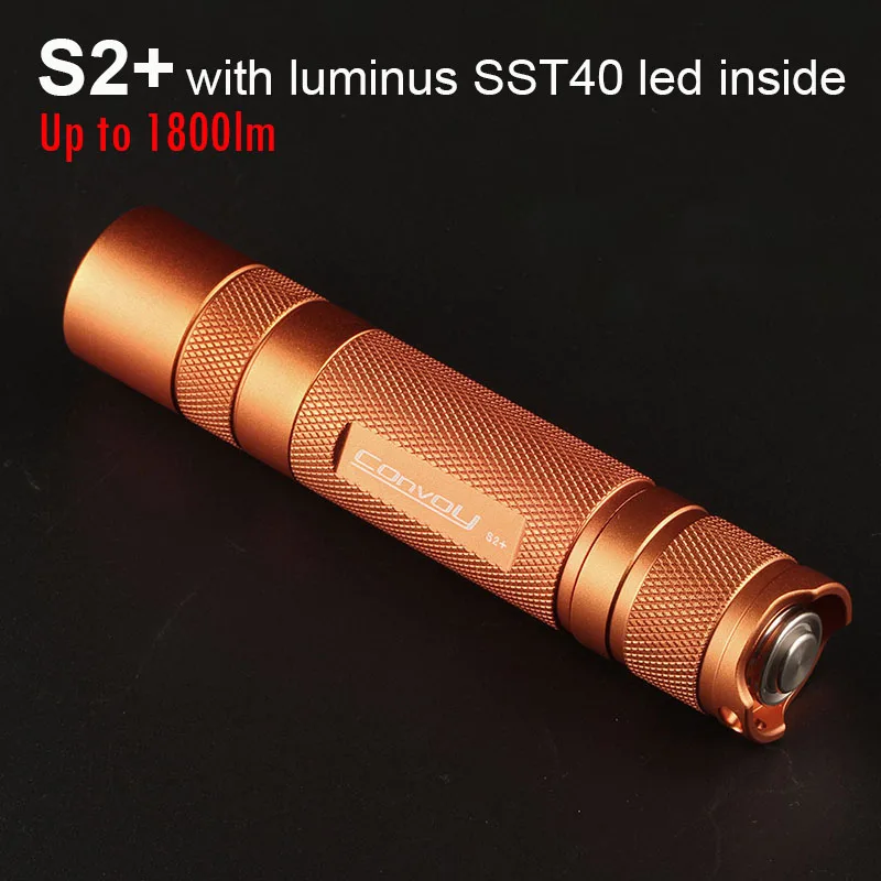 Orange Convoy S2+ Flashlight with SST40 Lanterna Led Torch Flash Light 1800lm Lantern Camping Outside Lighting Work Lamp Latarka