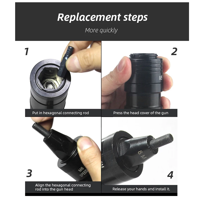 Imagem -05 - Rebitador Pneumático Parafuso de Rebites de ar Pistola m3 m4 m5 m6 m8 M10 M12