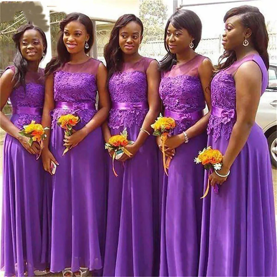 

A Line NONE Train Gown Applique Bridesmaid Dresses Formal Dresses Chiffon Prom Party Gown O-Neck Dress Custom