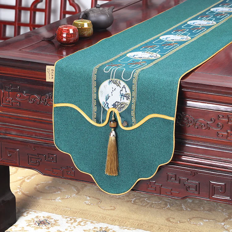 Custom Waterproof New Chinese style Table Cloth Runner Hotel Home Party Decor Luxury Rectangle Tea Coffee Dining Tablecloth