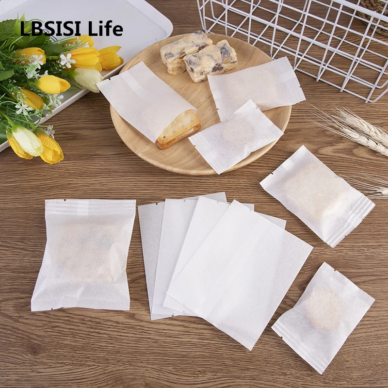 LBSISI Life  50pcs/100pcs White Cotton Paper Candy Bags For Birthday Baby Shower Pineapple Cake Nougat Candy DIY Gift Pacakging